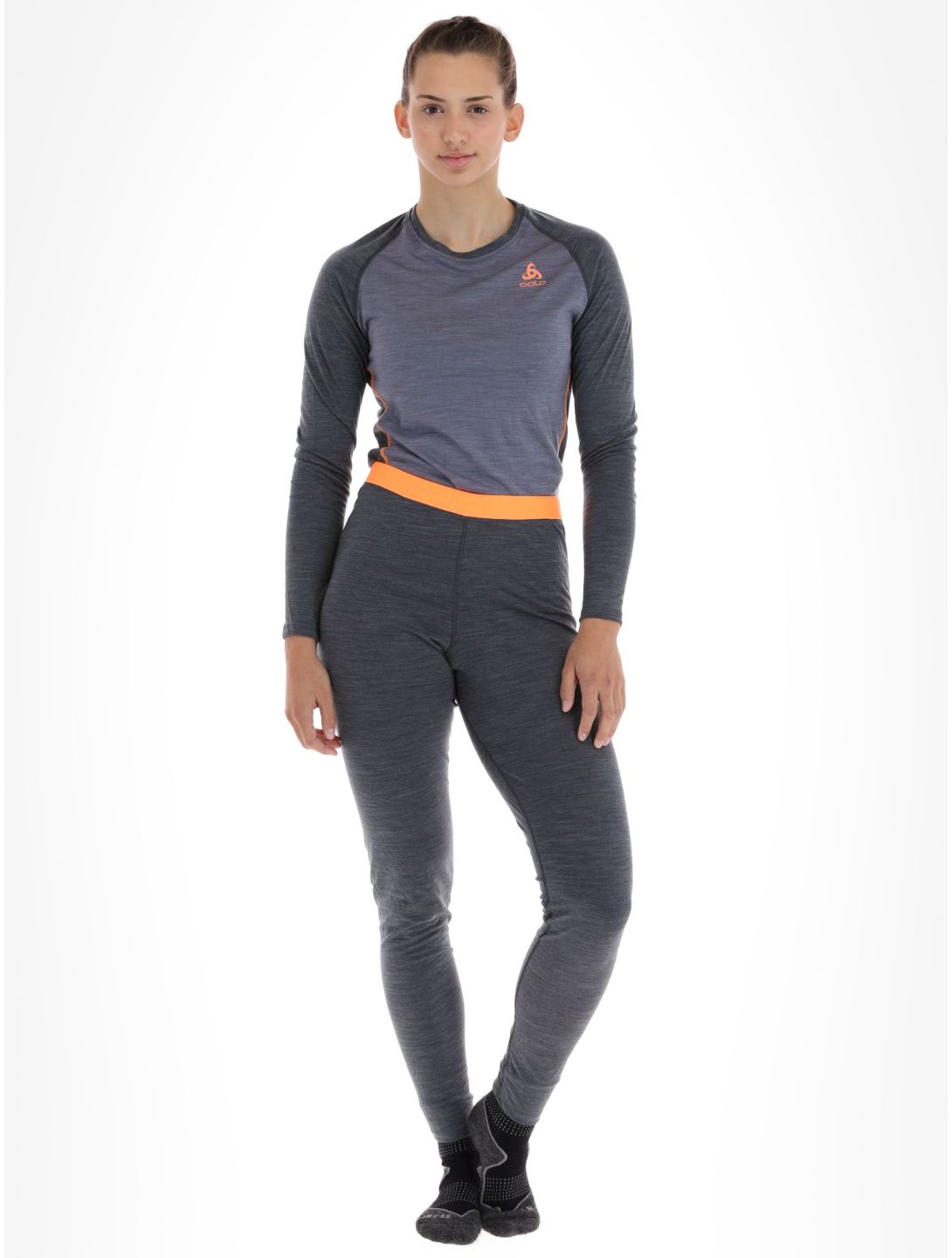 Odlo, Natural Performance PW 150 thermal pants women India Ink Melange  - Live Wire grey 