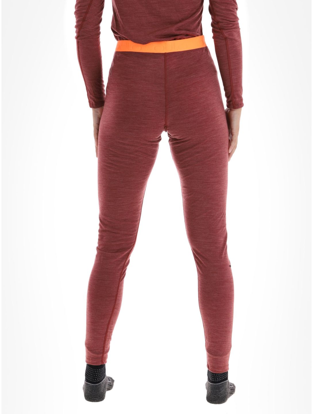 Odlo, Natural Performance PW 150 thermal pants women Spiced Apple Melange  - Live Wire burgundy 