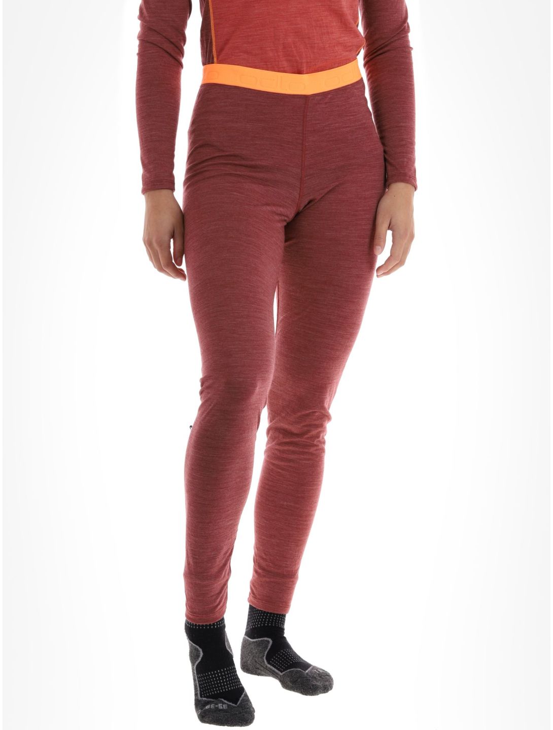 Odlo, Natural Performance PW 150 thermal pants women Spiced Apple Melange  - Live Wire burgundy 