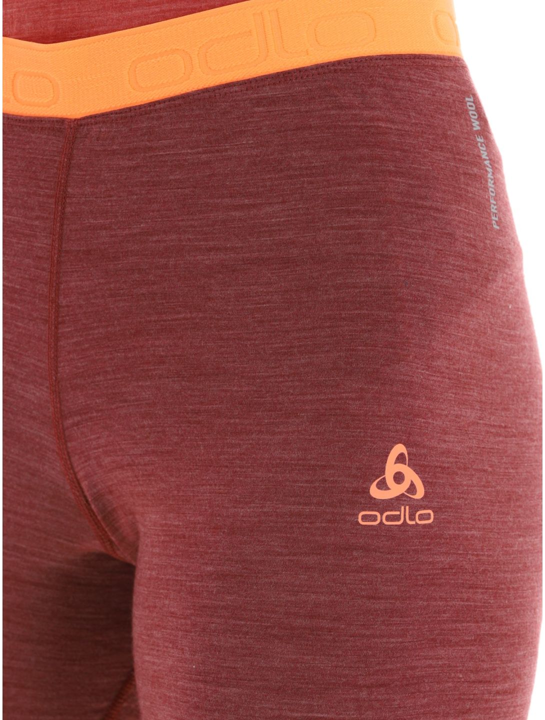 Odlo, Natural Performance PW 150 thermal pants women Spiced Apple Melange  - Live Wire burgundy 