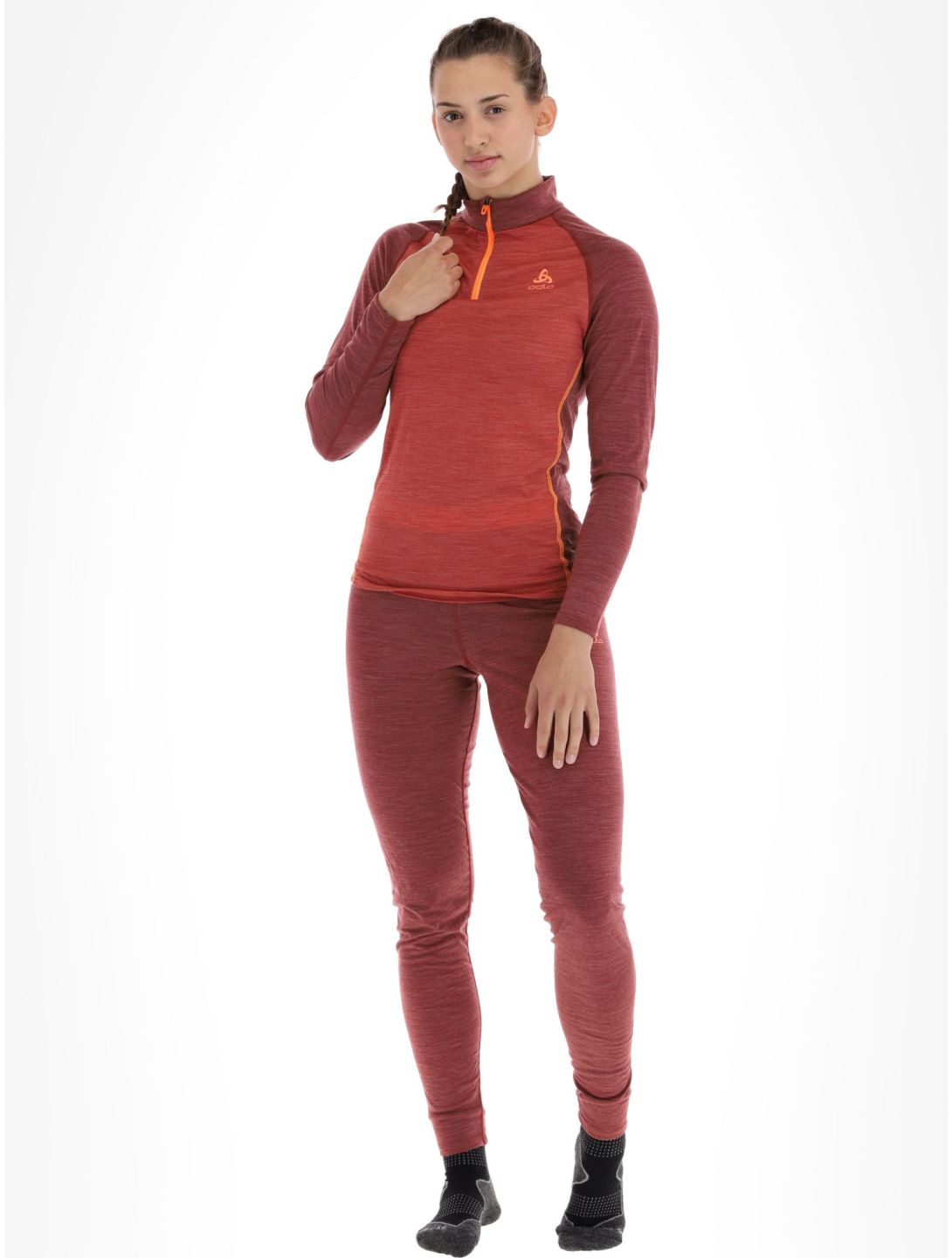 Odlo, Natural Performance PW 150 pullover women Cinnabar - Spiced Apple Melange burgundy 