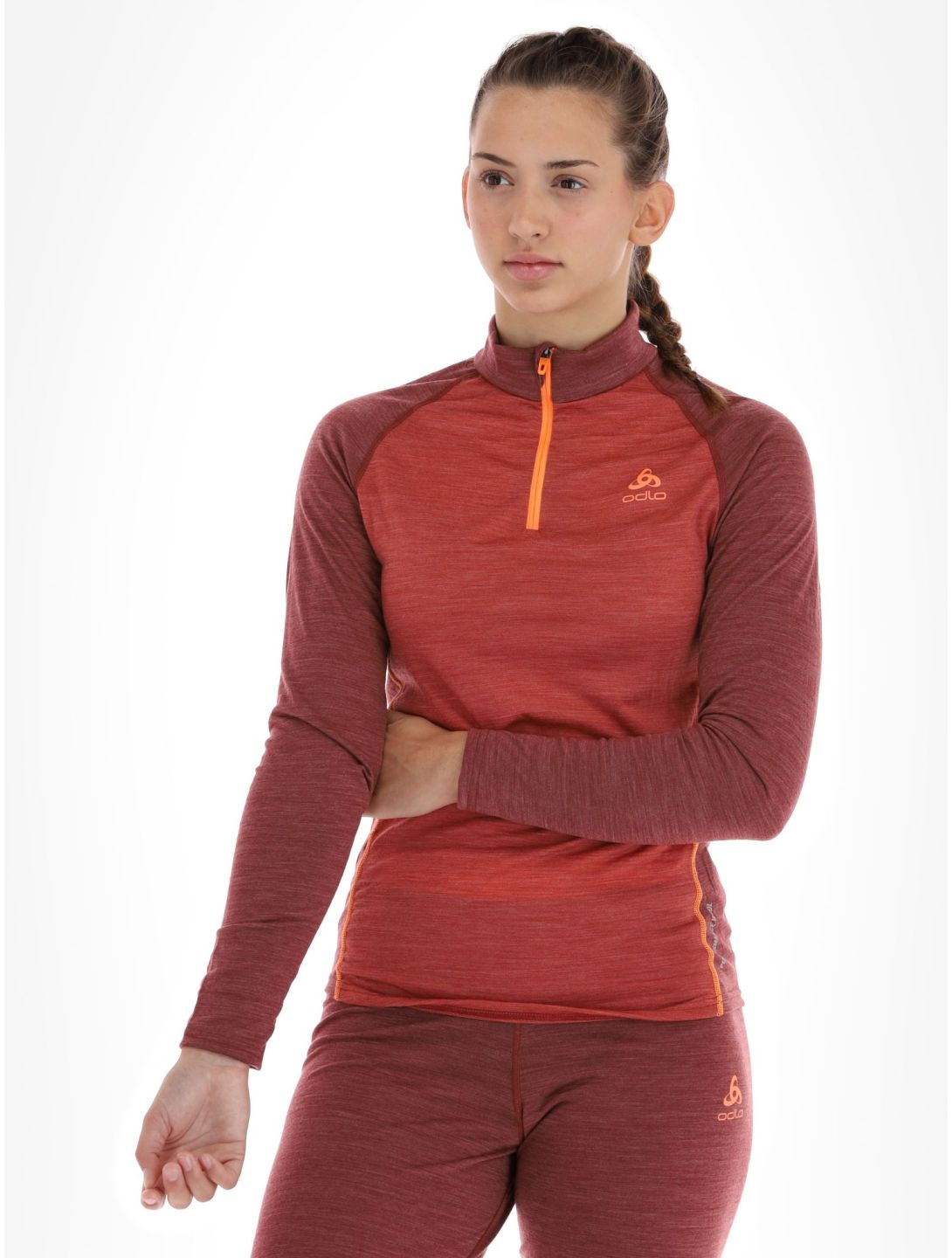 Odlo, Natural Performance PW 150 pullover women Cinnabar - Spiced Apple Melange burgundy 