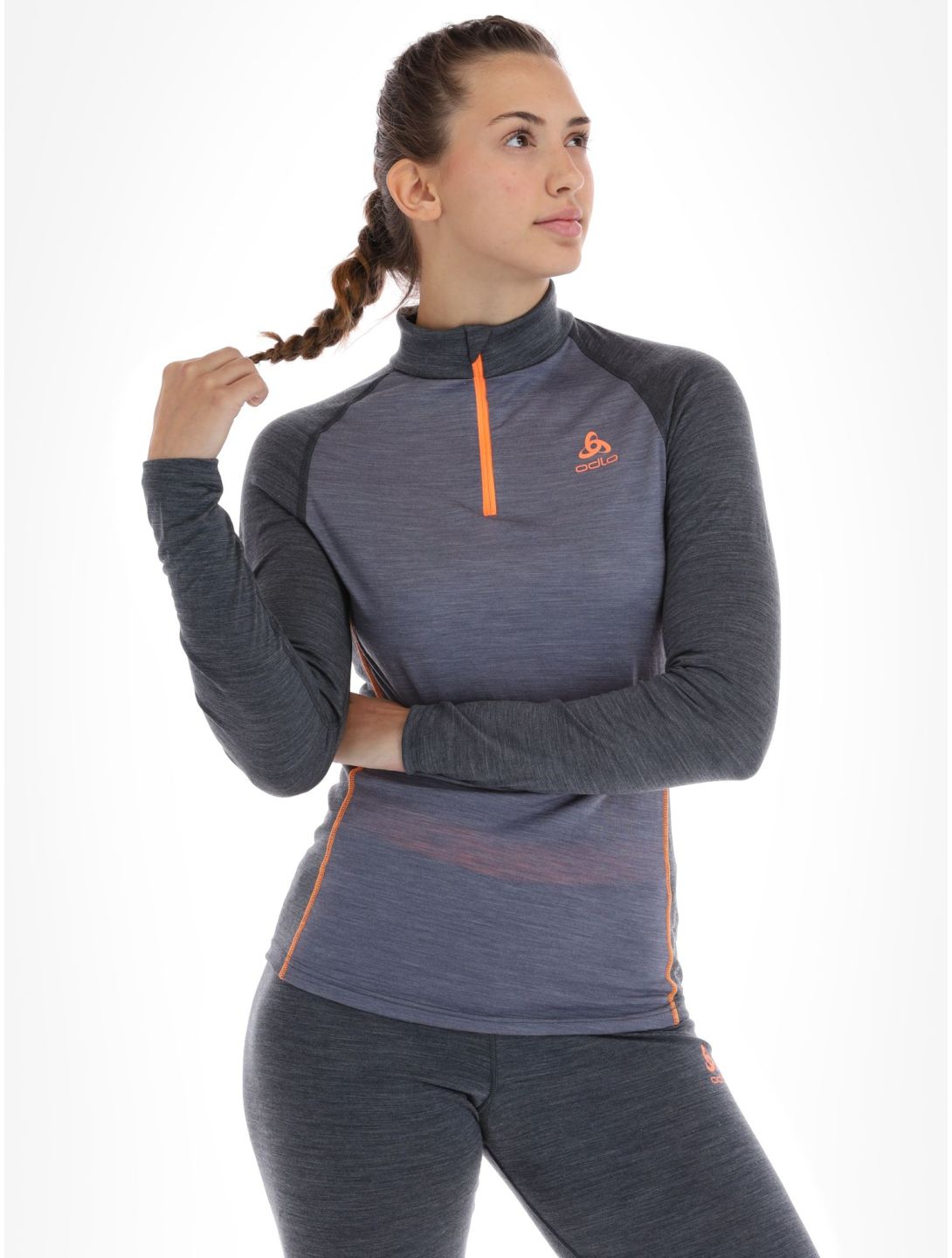 Odlo, Natural Performance PW 150 pullover women Folkstone Gray - India Ink Melange grey 