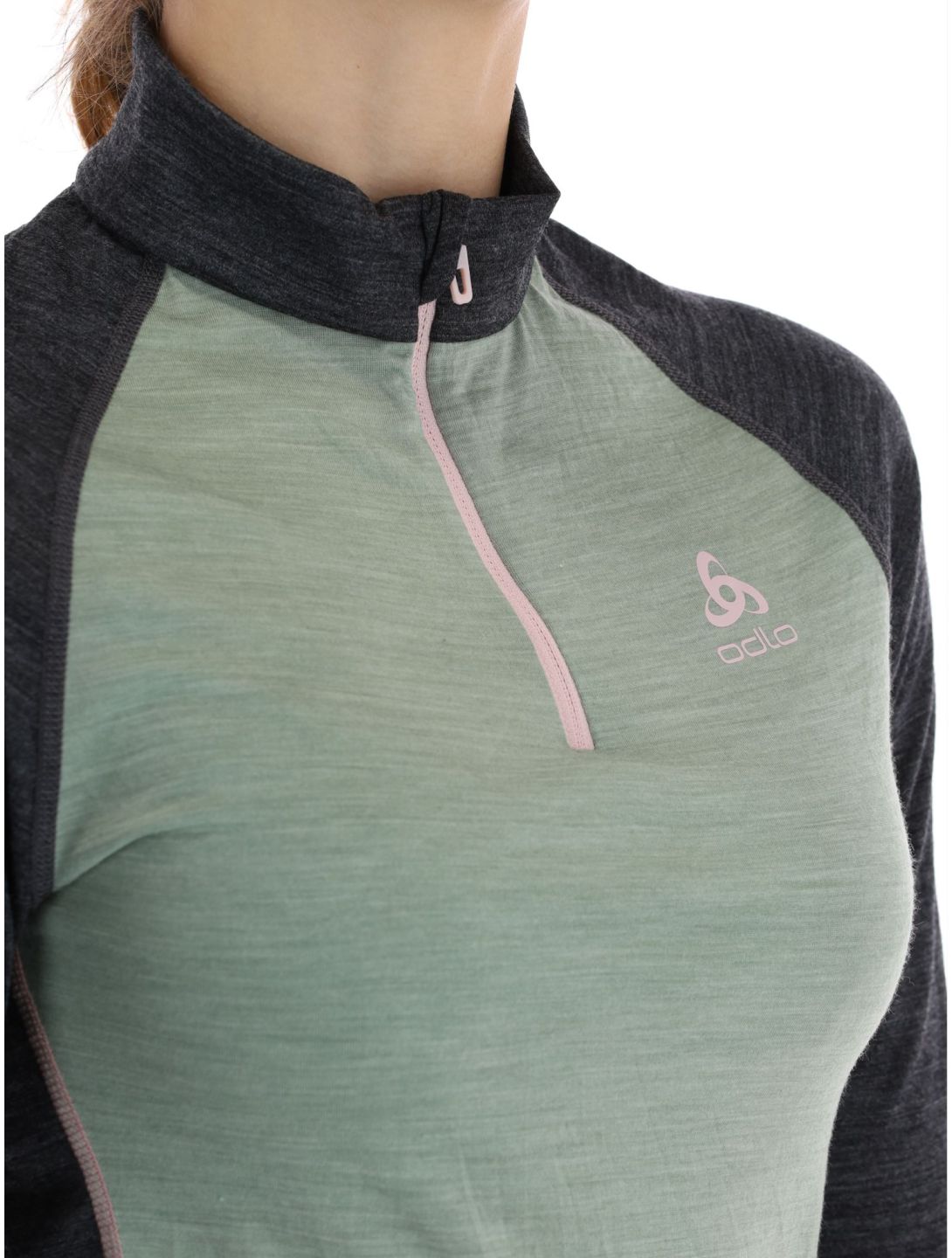 Odlo, Natural Performance PW 150 pullover women Matte Green - Dark Grey Melange green, grey 