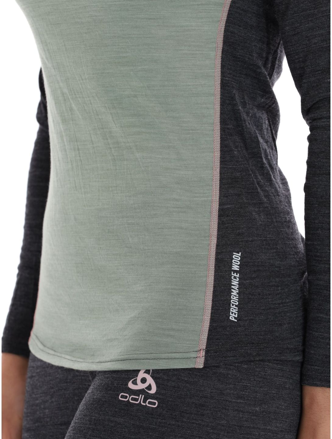 Odlo, Natural Performance PW 150 pullover women Matte Green - Dark Grey Melange green, grey 