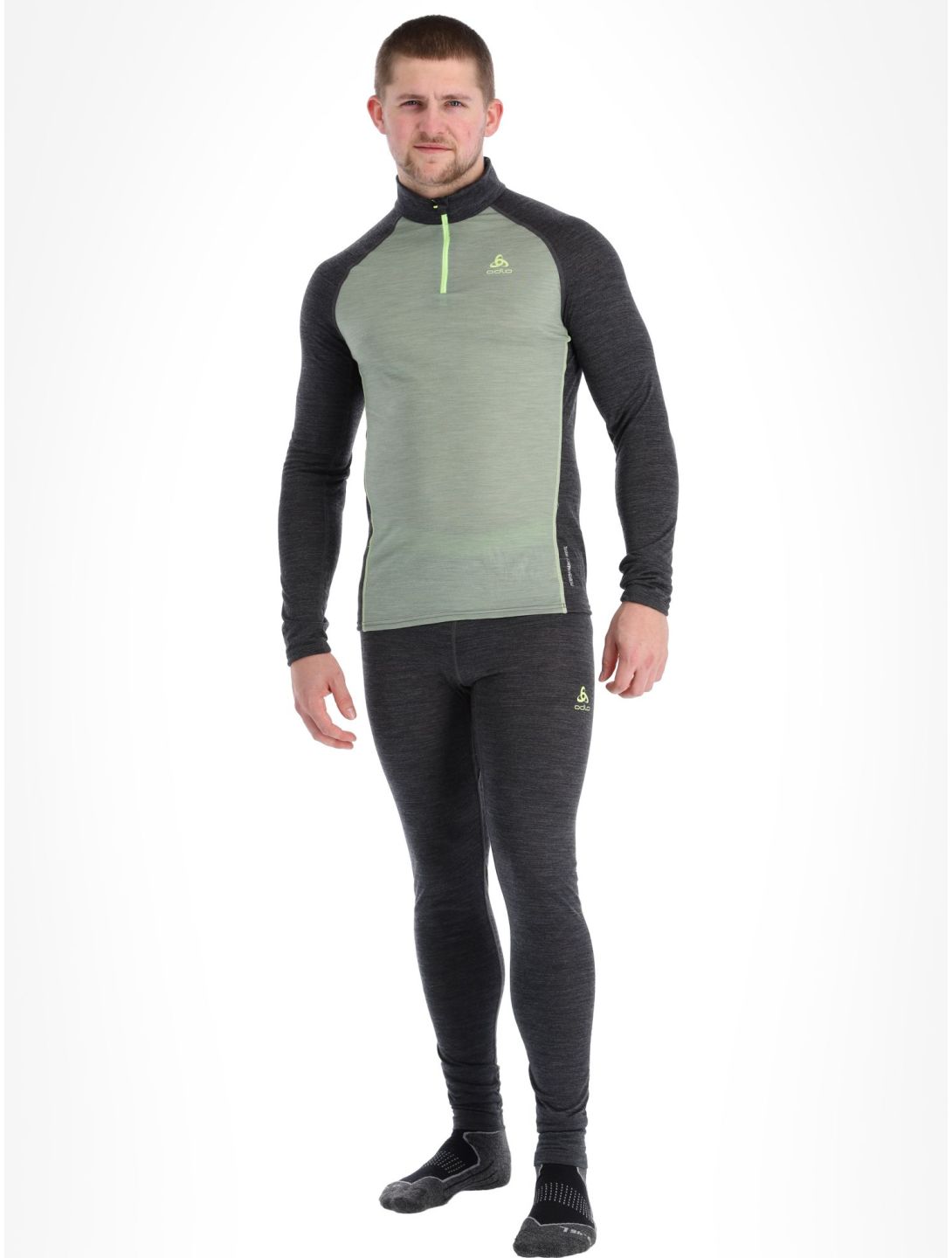 Odlo, Natural Performance PW 150 pullover men Matte Green - Dark Grey Melange green, grey 