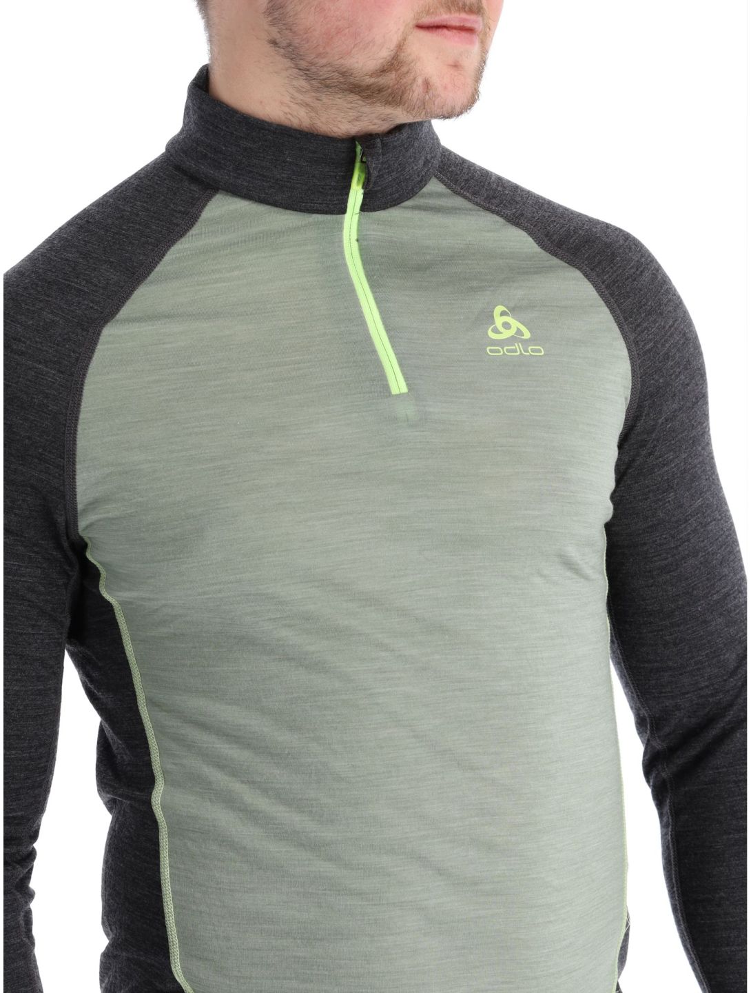 Odlo, Natural Performance PW 150 pullover men Matte Green - Dark Grey Melange green, grey 