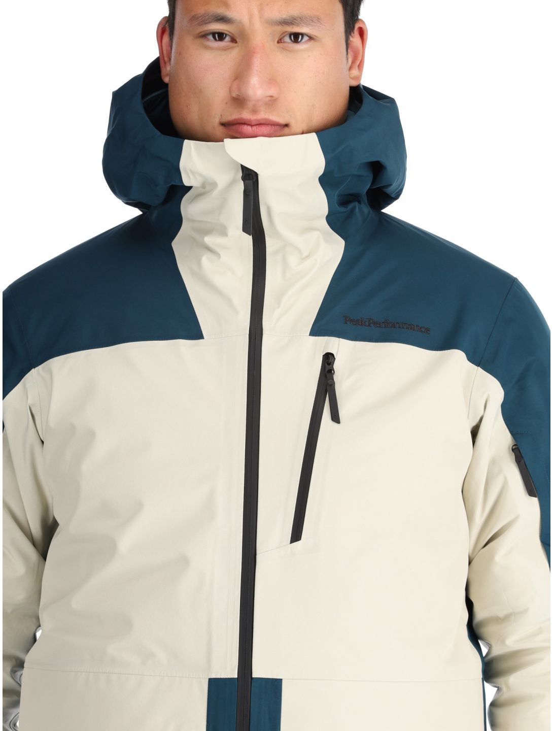 Peak Performance, M Vertical Gore-Tex 3L hardshell ski jacket men Infinity Teel / Sand Fog beige, blue 