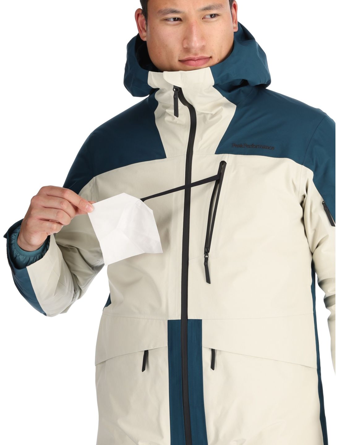 Peak Performance, M Vertical Gore-Tex 3L hardshell ski jacket men Infinity Teel / Sand Fog beige, blue 