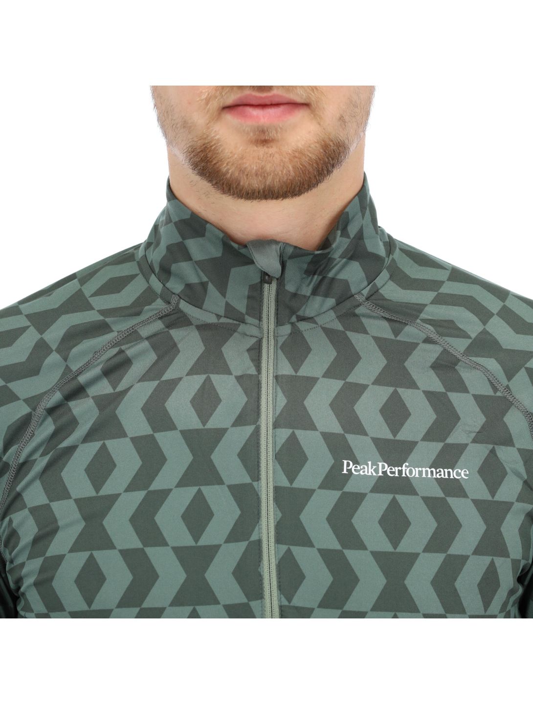 Peak Performance, Spirit Half Zip Printed thermal shirt men pattern green