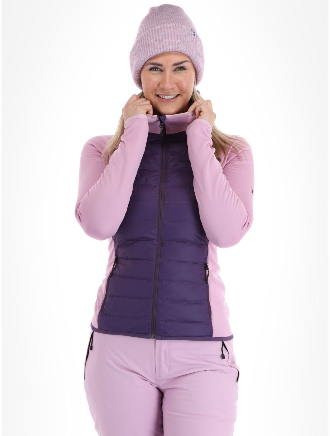 Peak Performance, W Down Hybrid Hood jacket women Indigo Statice Lilac pink 