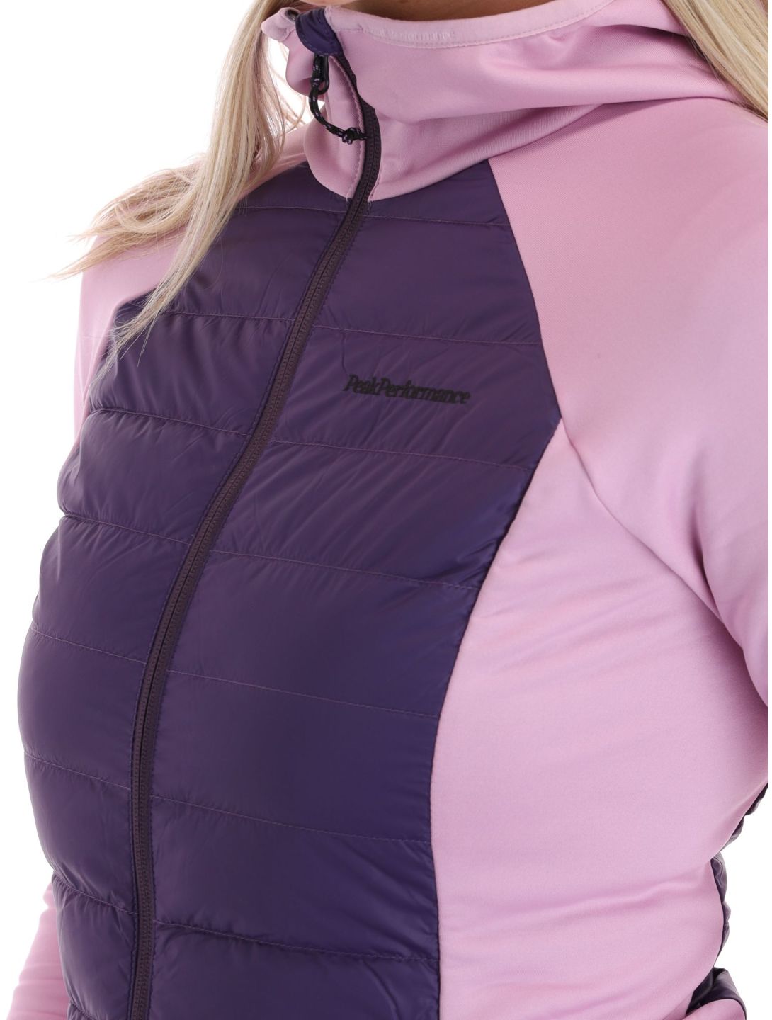 Peak Performance, W Down Hybrid Hood jacket women Indigo Statice Lilac pink 