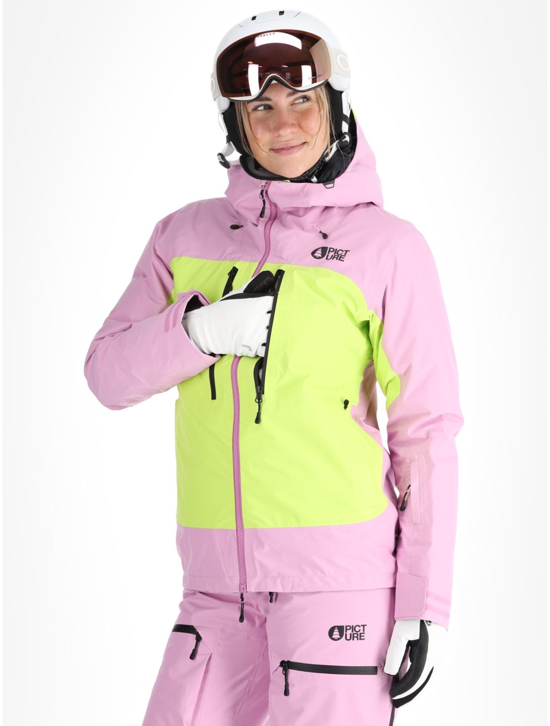 Picture, Acidid 3L hardshell ski jacket women Orchid Acid Lime green, pink 