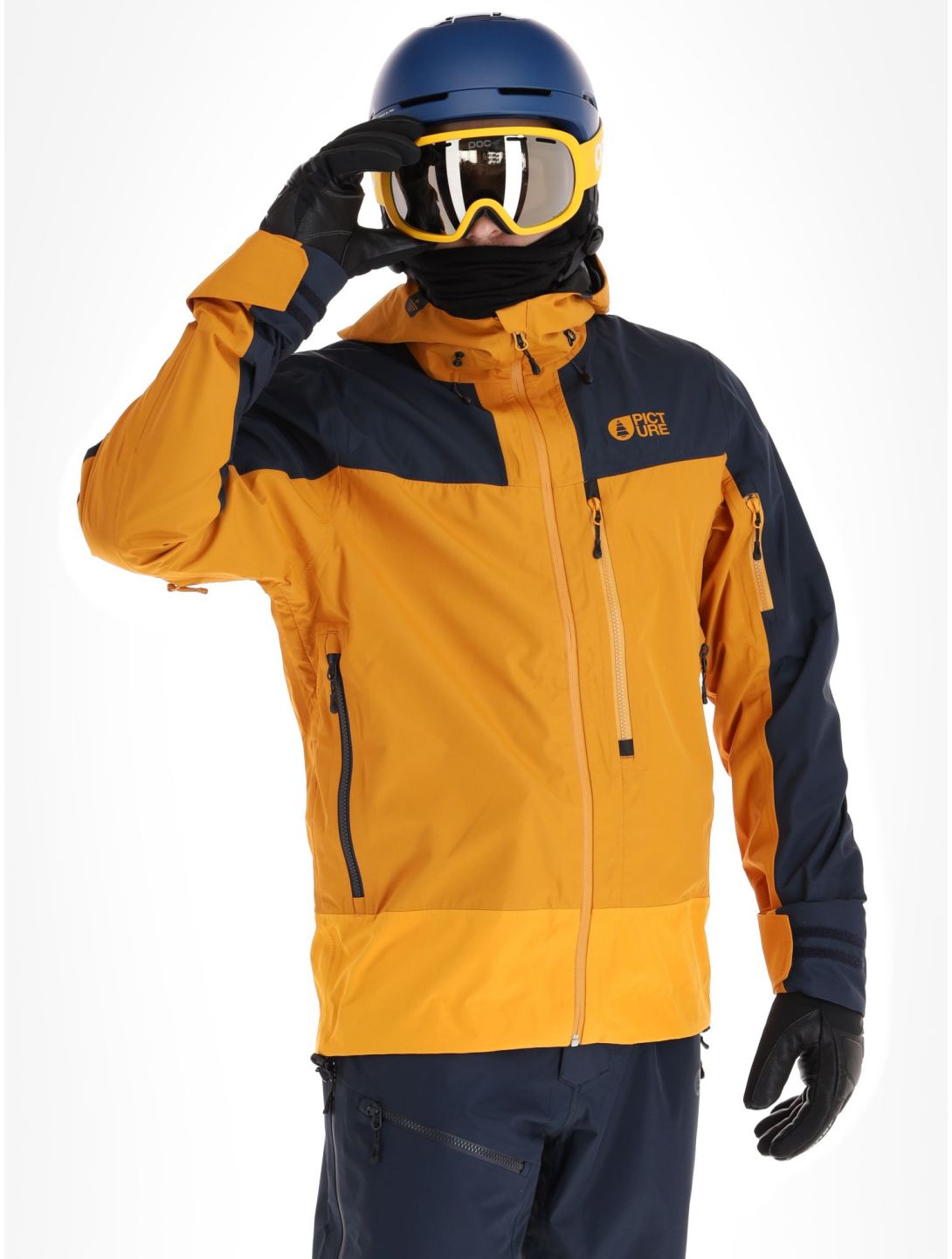 Picture, Broader 3L hardshell ski jacket men Camel-Dark Blue blue, orange 