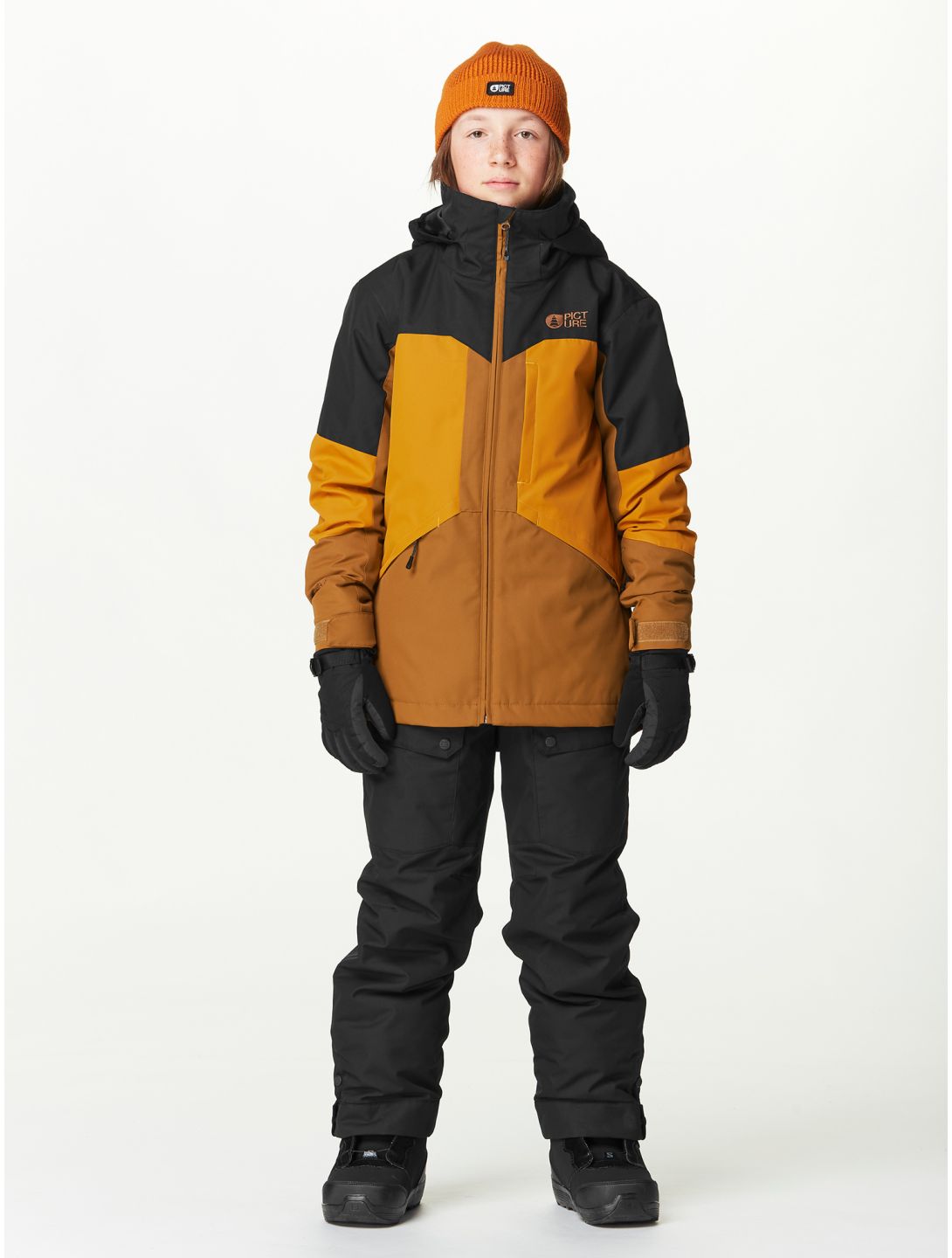 Picture, Cossmo ski jacket kids Black Honey Chocolate black, brown, orange 