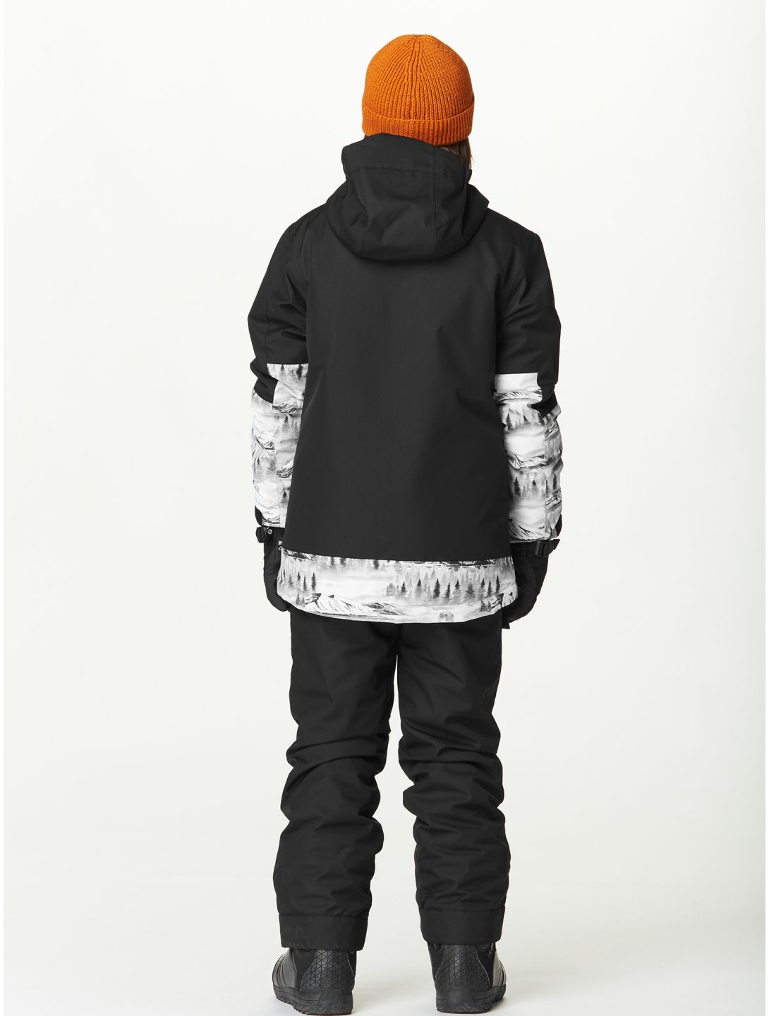 Picture, Daumy ski jacket kids Black Mood Print Honey black, blue, orange 