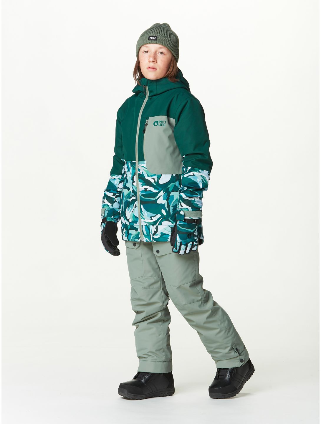 Picture, Daumy ski jacket kids Ponderosa Peppup Print green 