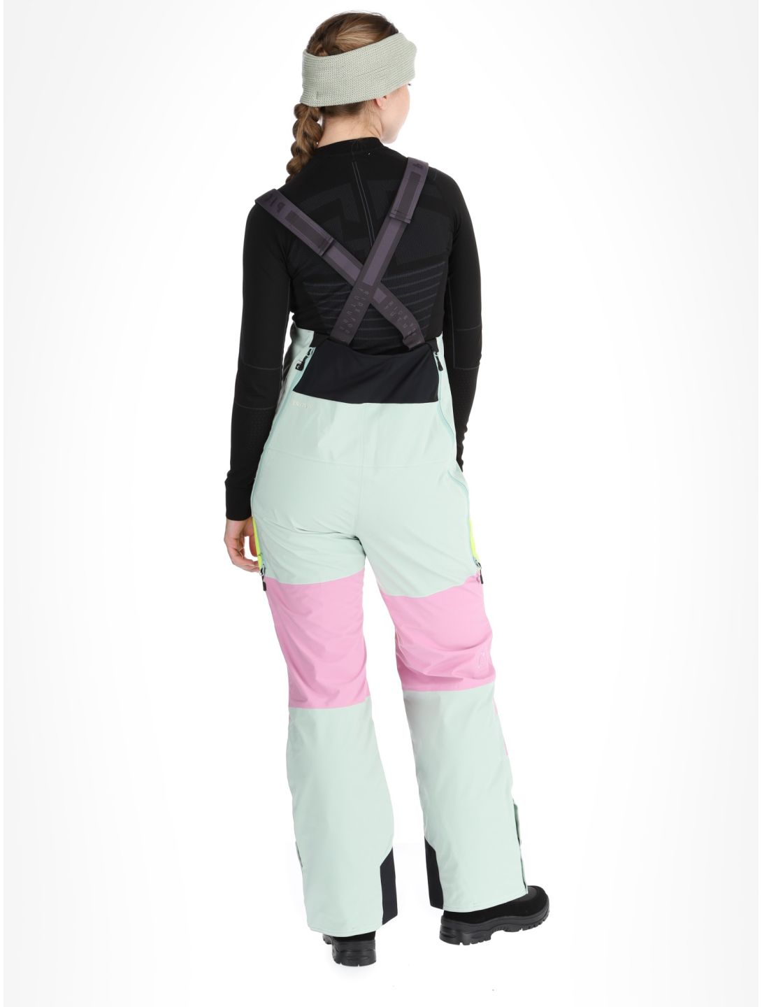 Picture, Elwy BIB ski pants women Silt Green Orchid Acid Lime green, pink 