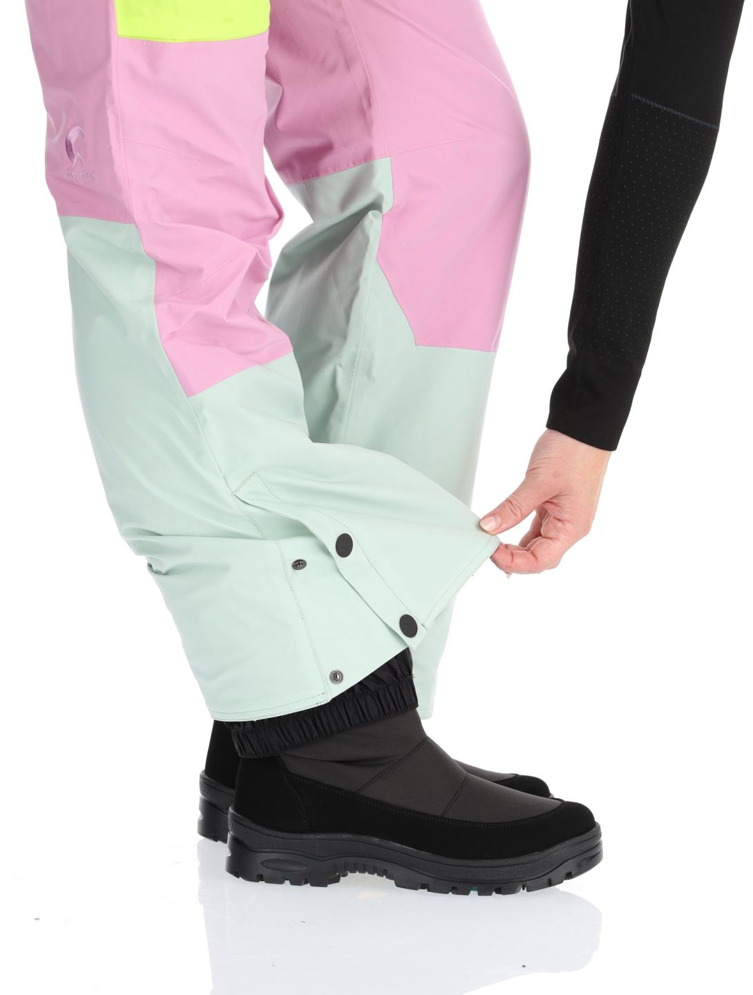 Picture, Elwy BIB ski pants women Silt Green Orchid Acid Lime green, pink 