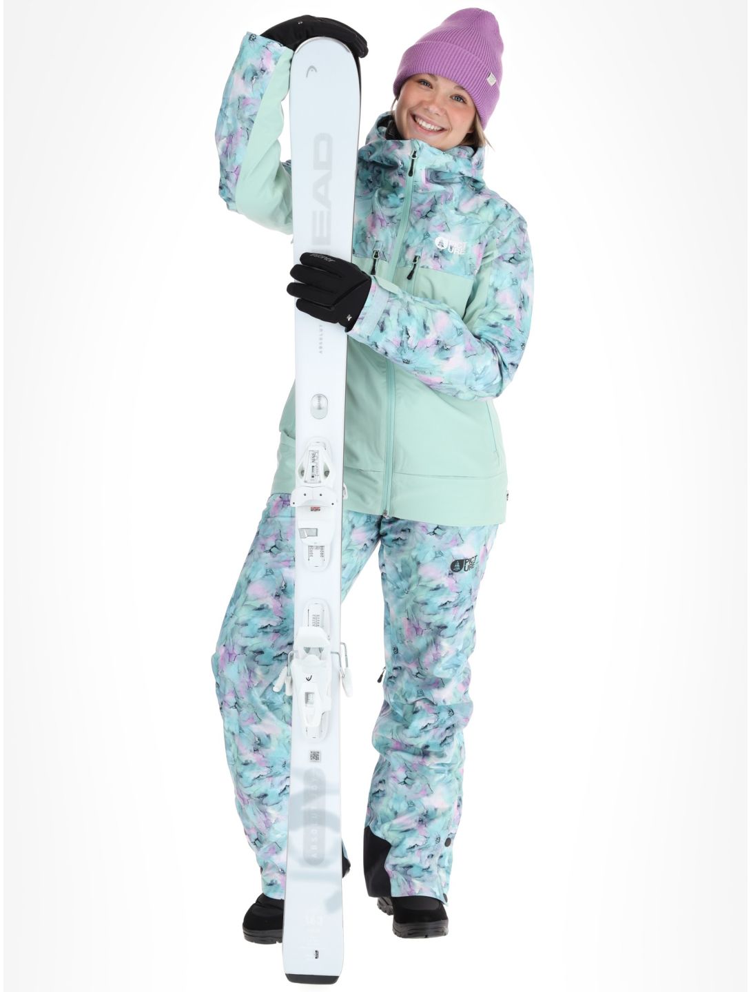 Picture, Exa ski jacket women Blurry Water Print Silt Green green 