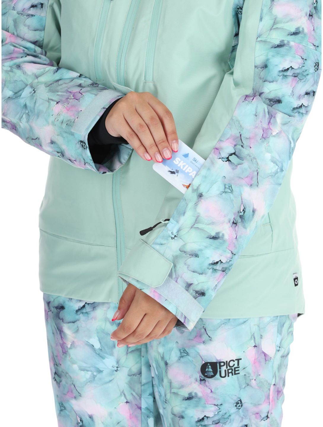 Picture, Exa ski jacket women Blurry Water Print Silt Green green 