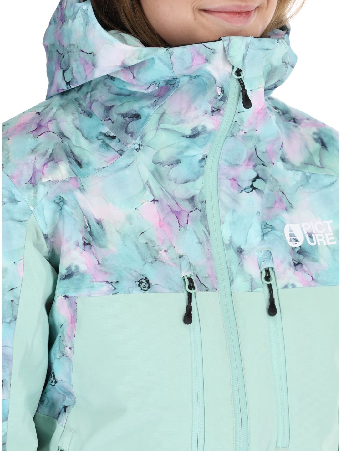 Picture, Exa ski jacket women Blurry Water Print Silt Green green 