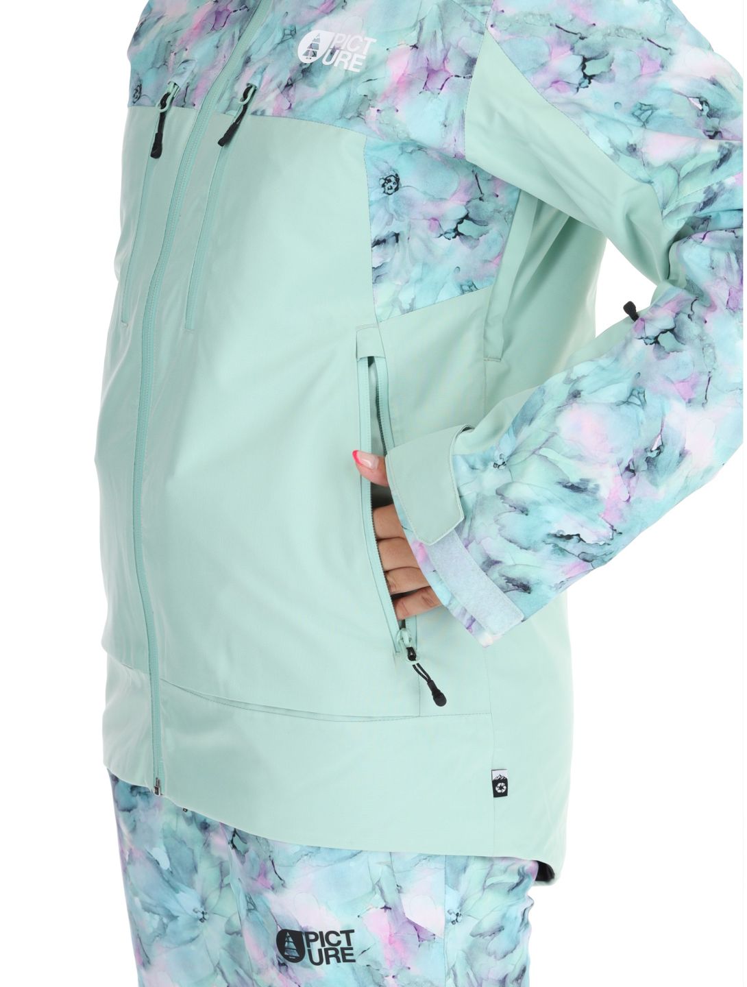 Picture, Exa ski jacket women Blurry Water Print Silt Green green 