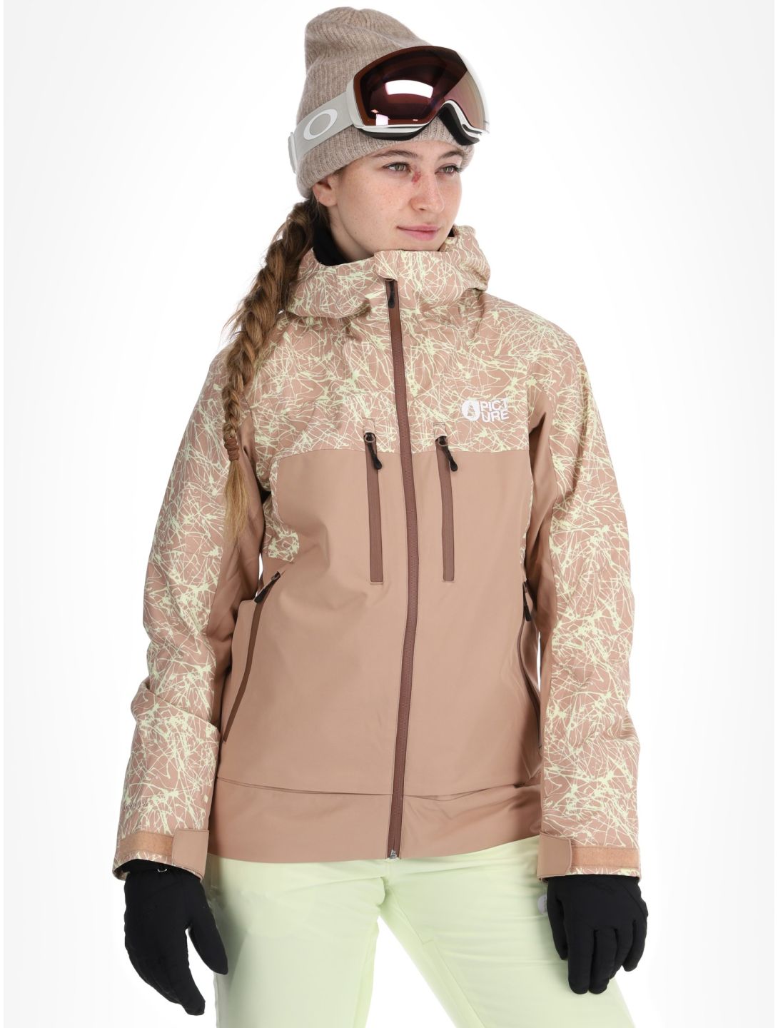 Picture, Exa ski jacket women Textury Print Roebuck brown 