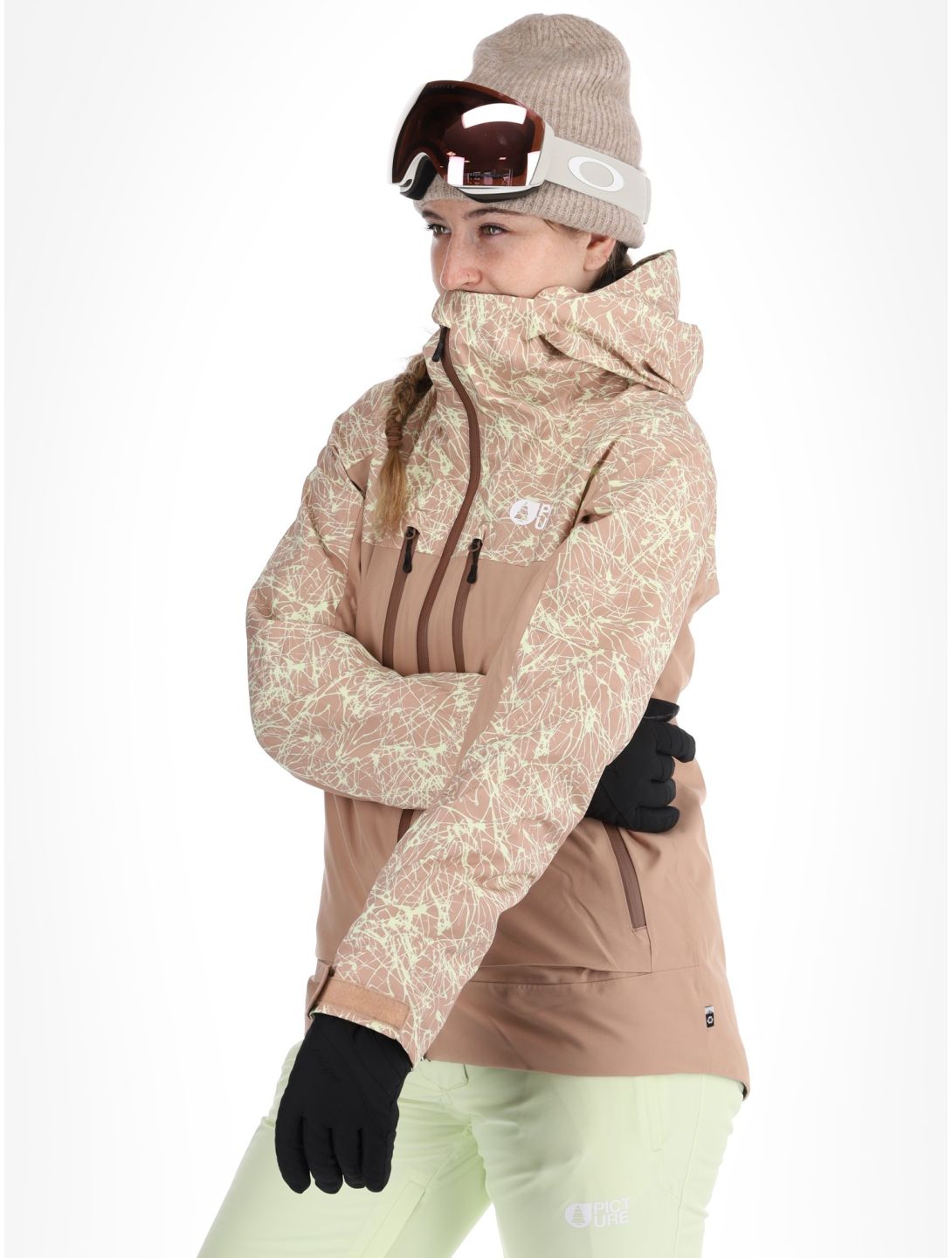 Picture, Exa ski jacket women Textury Print Roebuck brown 