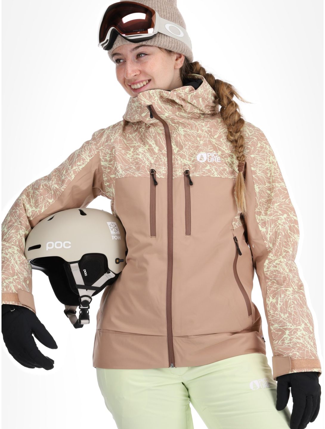 Picture, Exa ski jacket women Textury Print Roebuck brown 