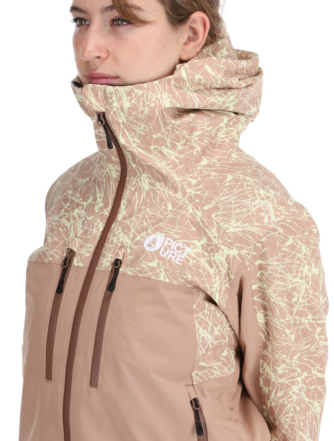 Picture, Exa ski jacket women Textury Print Roebuck brown 