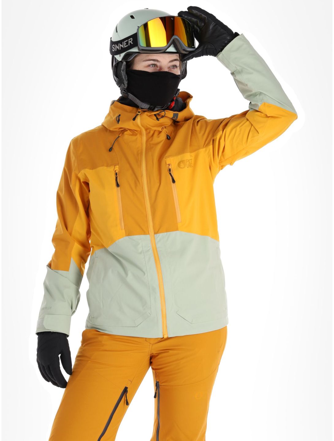 Picture, Fresya ski jacket women Desert Sage green, orange 