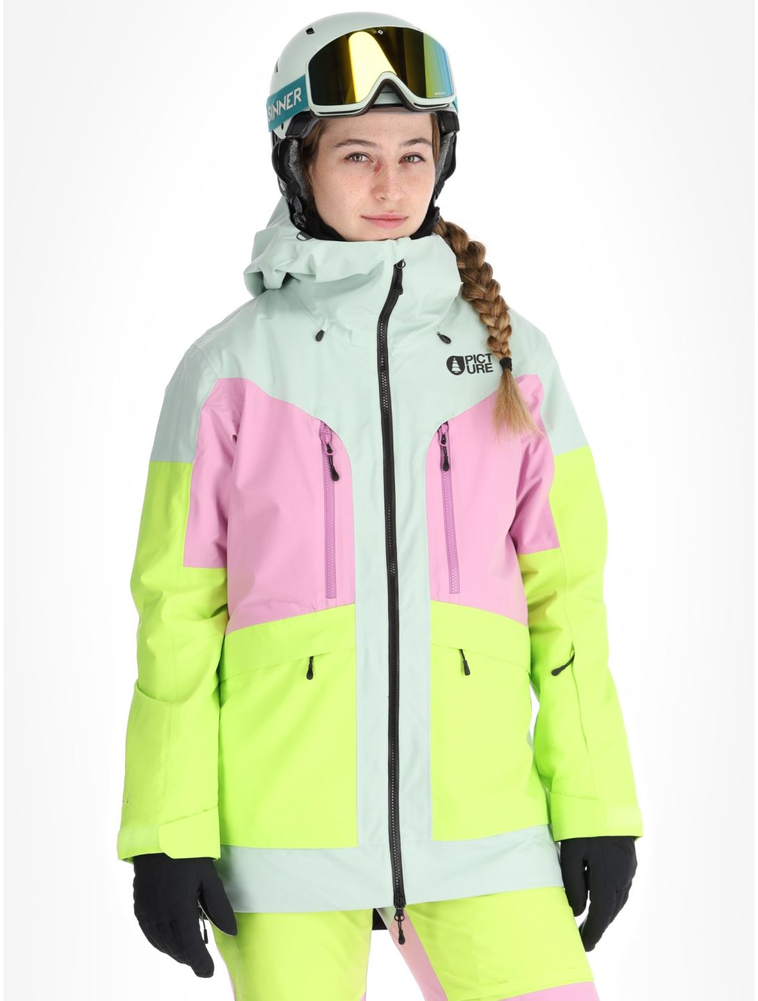 Picture, Haakon ski jacket women Silt Green Orchid Acid green, pink 