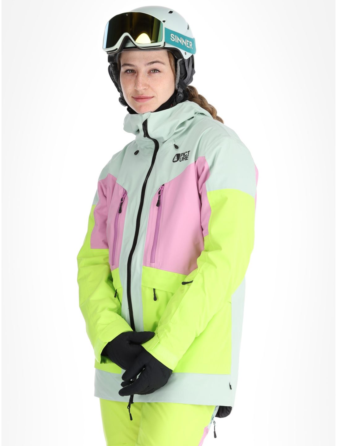 Picture, Haakon ski jacket women Silt Green Orchid Acid green, pink 