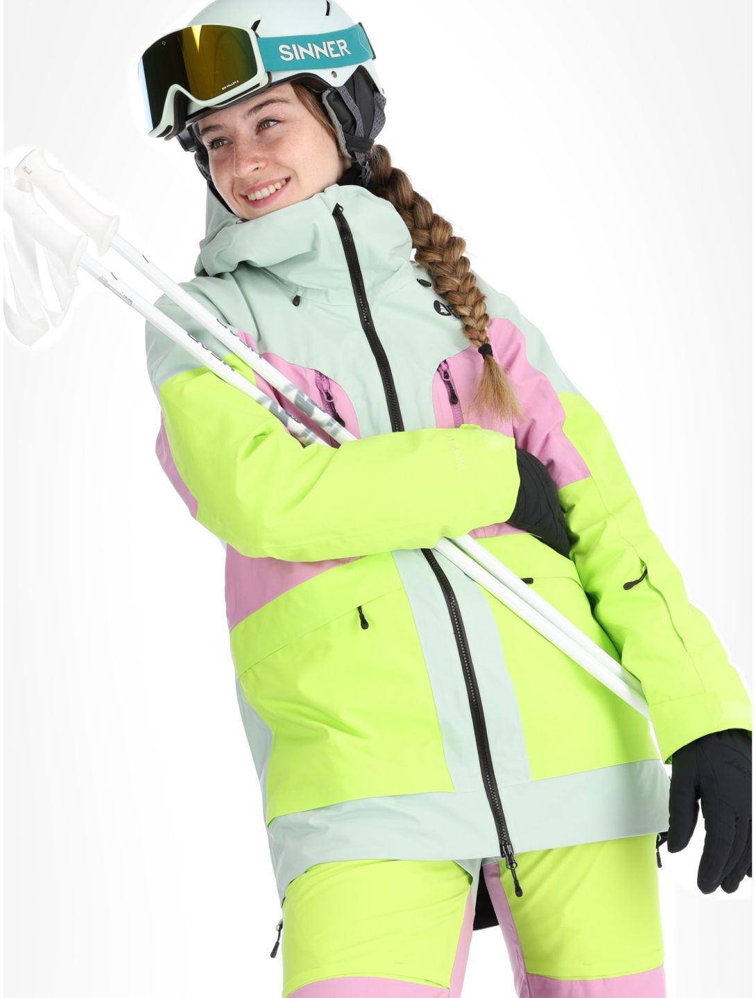 Picture, Haakon ski jacket women Silt Green Orchid Acid green, pink 