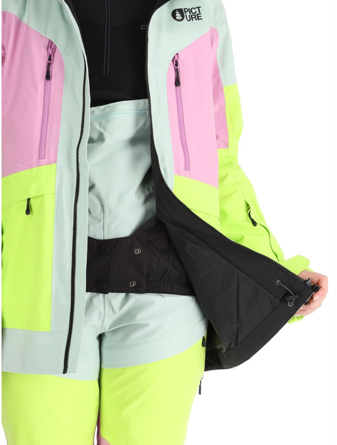 Picture, Haakon ski jacket women Silt Green Orchid Acid green, pink 