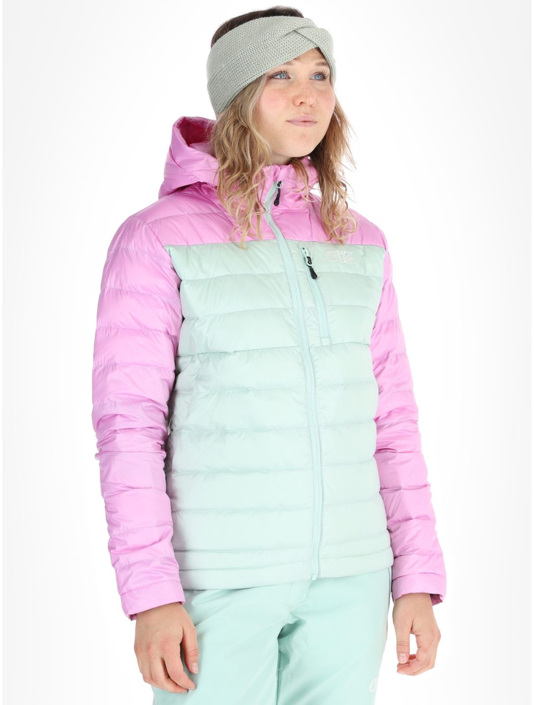 Picture, Mid Puff Down down jacket women Silt Green Orchid Acid green, pink 