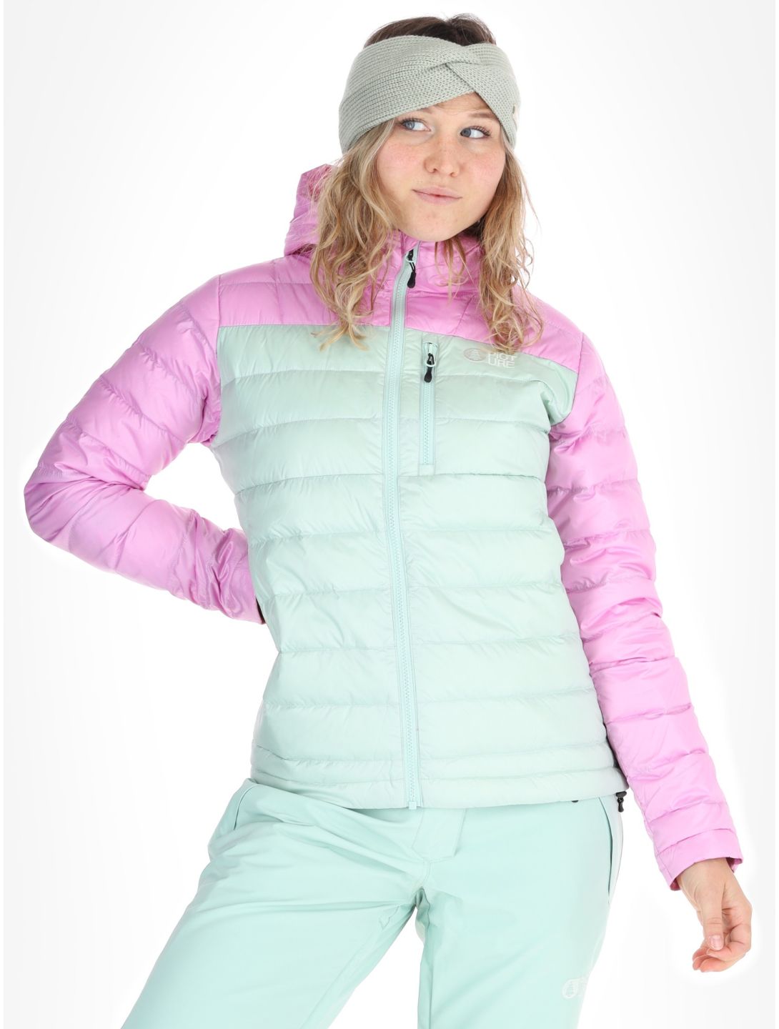 Picture, Mid Puff Down down jacket women Silt Green Orchid Acid green, pink 