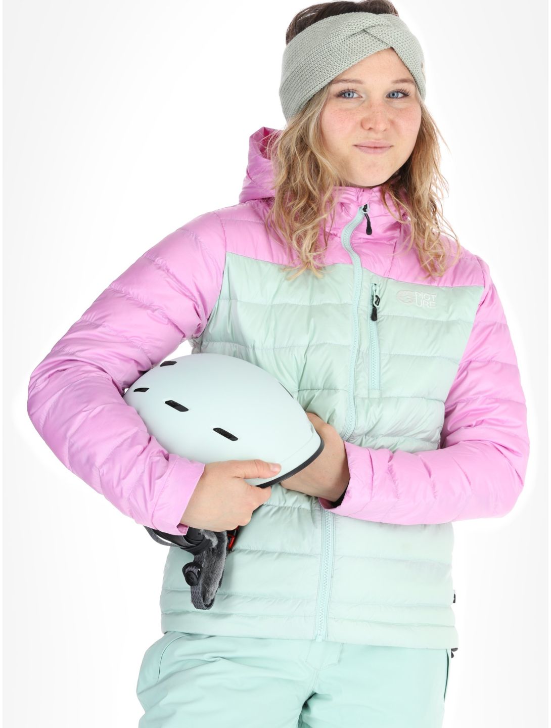 Picture, Mid Puff Down down jacket women Silt Green Orchid Acid green, pink 