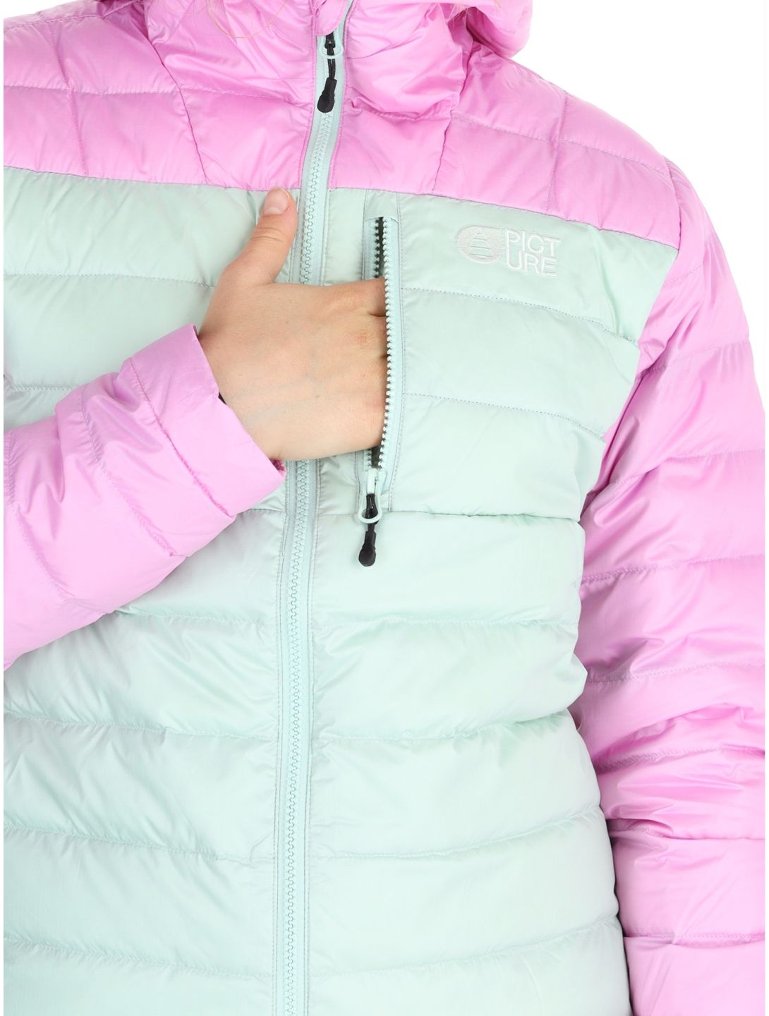 Picture, Mid Puff Down down jacket women Silt Green Orchid Acid green, pink 