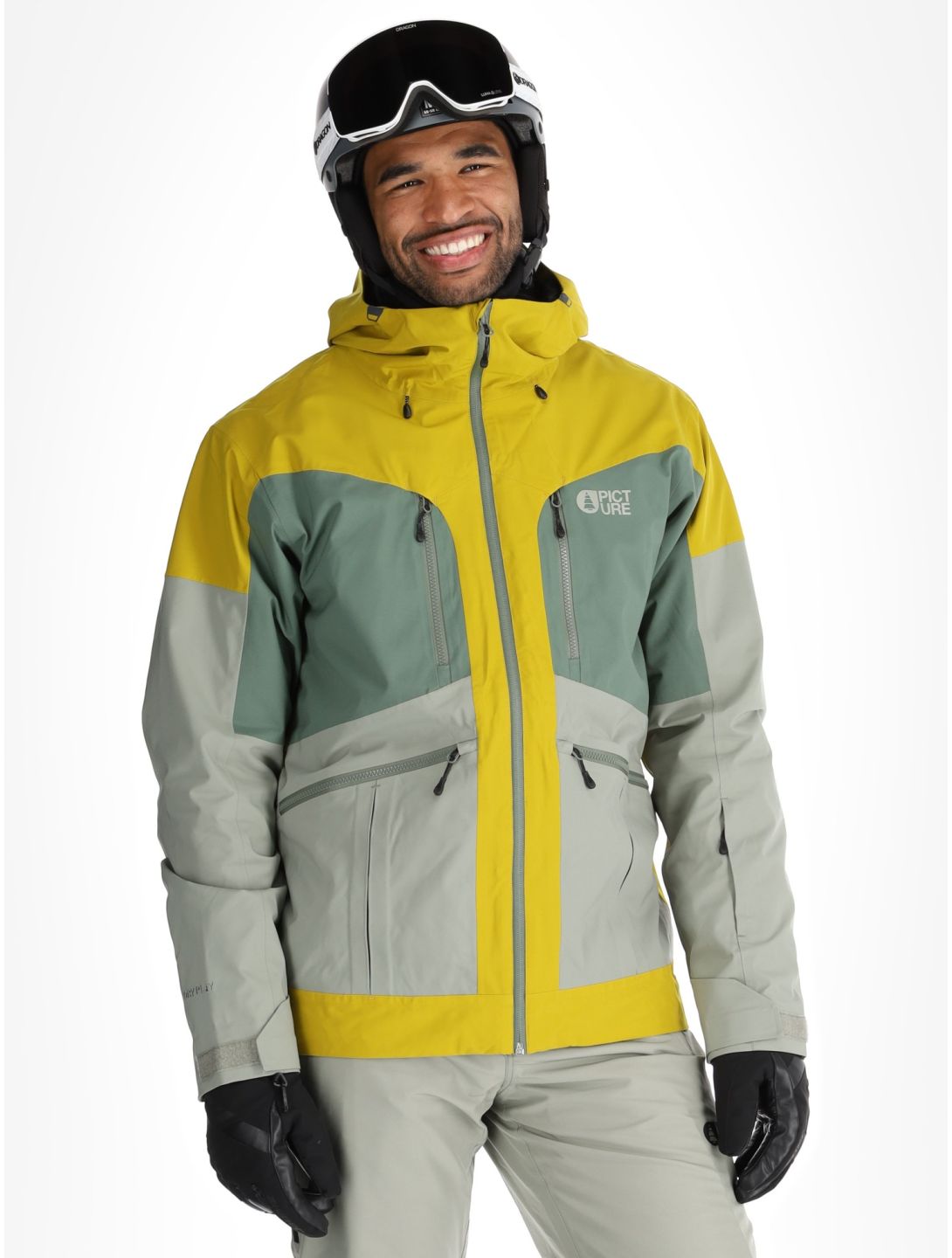 Picture, Naikoon ski jacket men Golden Laurel Wreath Shadow green, yellow 