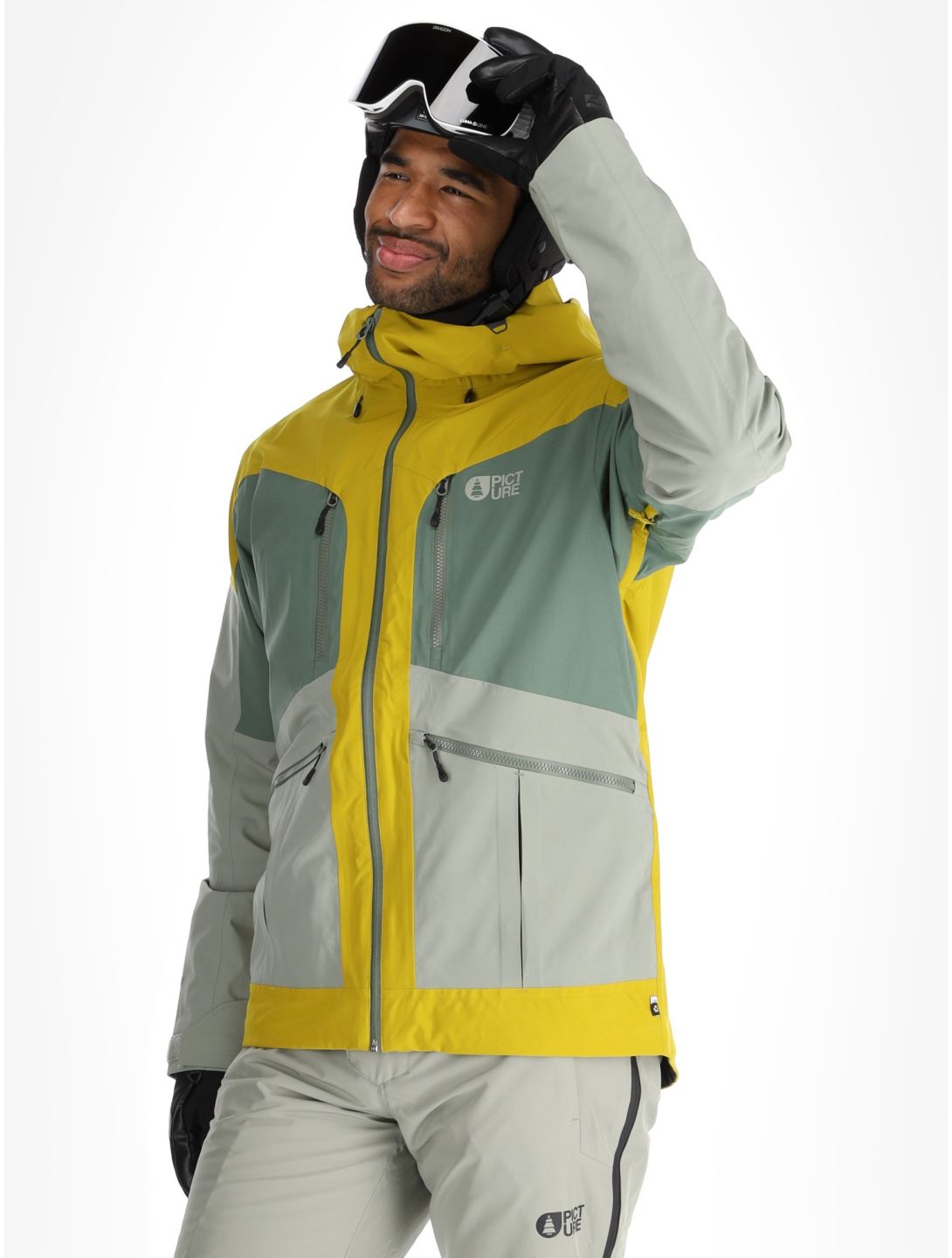 Picture, Naikoon ski jacket men Golden Laurel Wreath Shadow green, yellow 