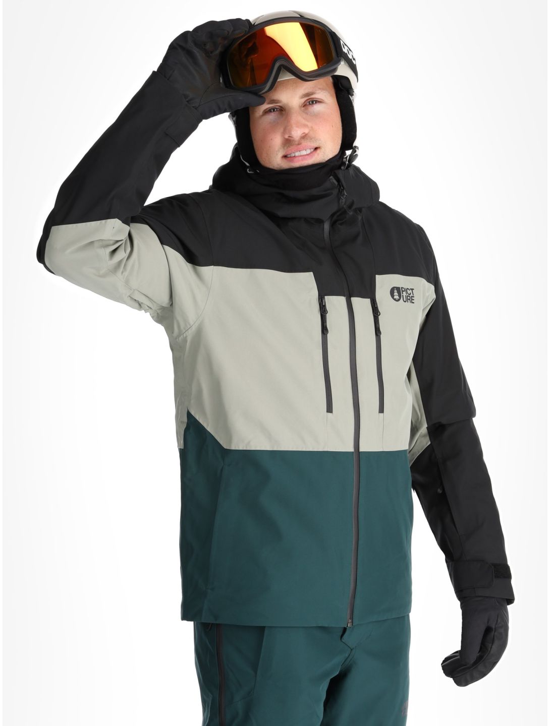 Picture, Object ski jacket men Black Ponderosa Pine Shadow black, green 