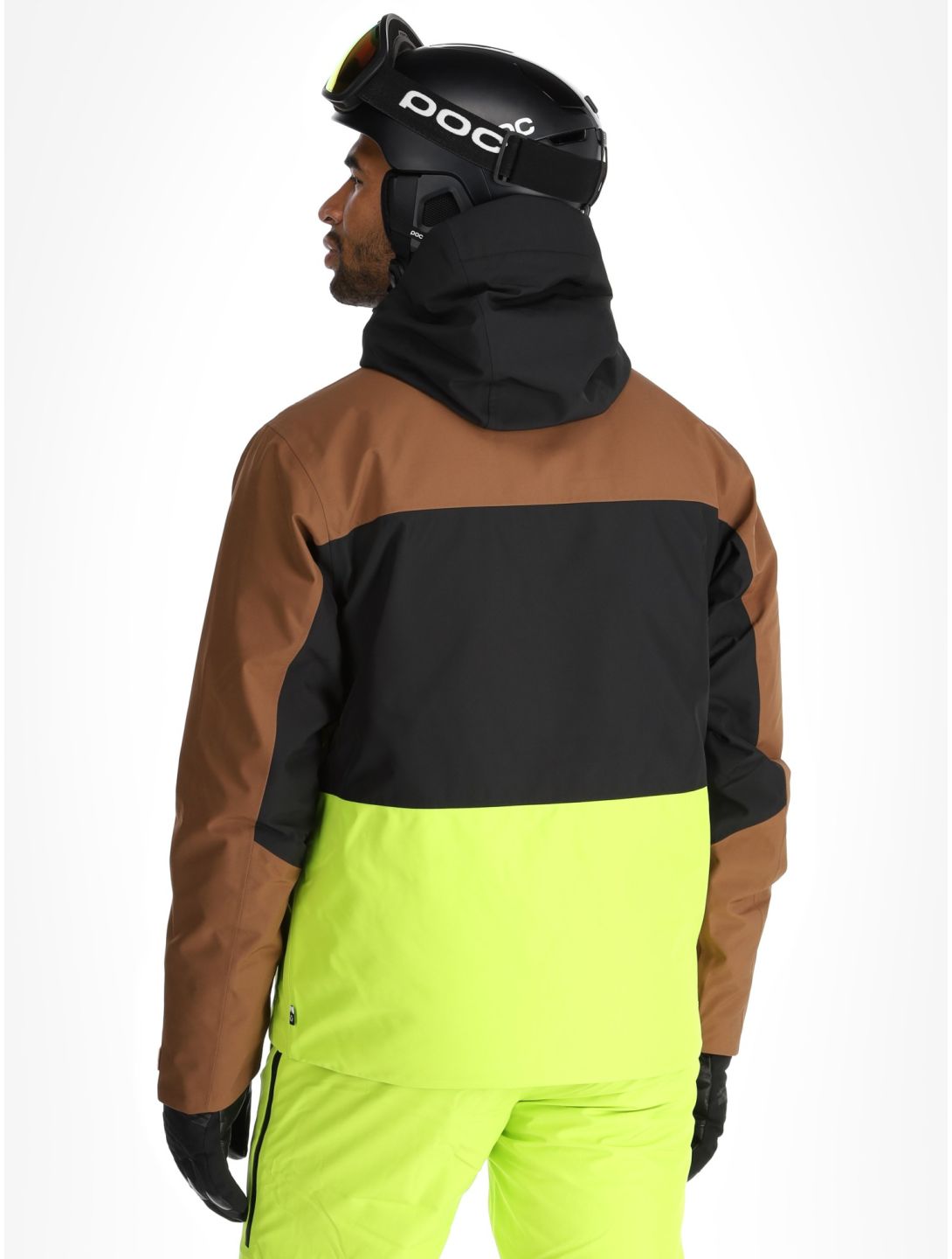 Picture, Object ski jacket men Cocoa Brown Black Acid Lime black, brown, yellow 