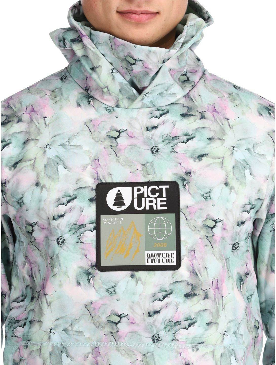 Picture, Printed softshell ski jacket men Blurry Water Print multicolor 