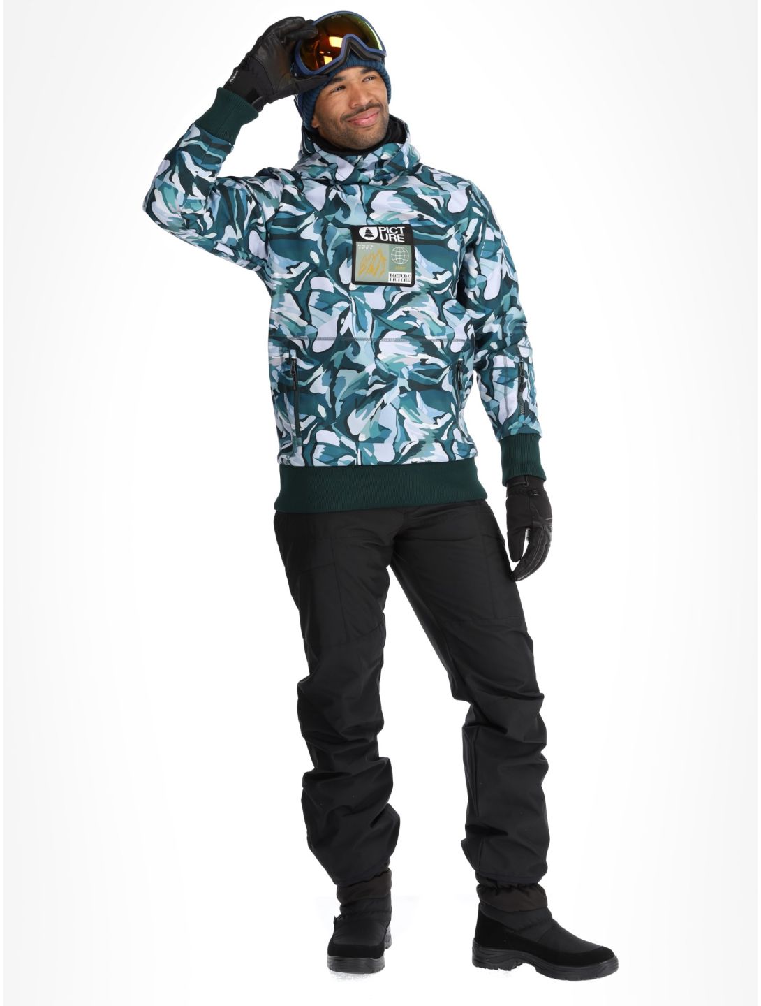 Picture, Printed softshell ski jacket men Peppup Print green 