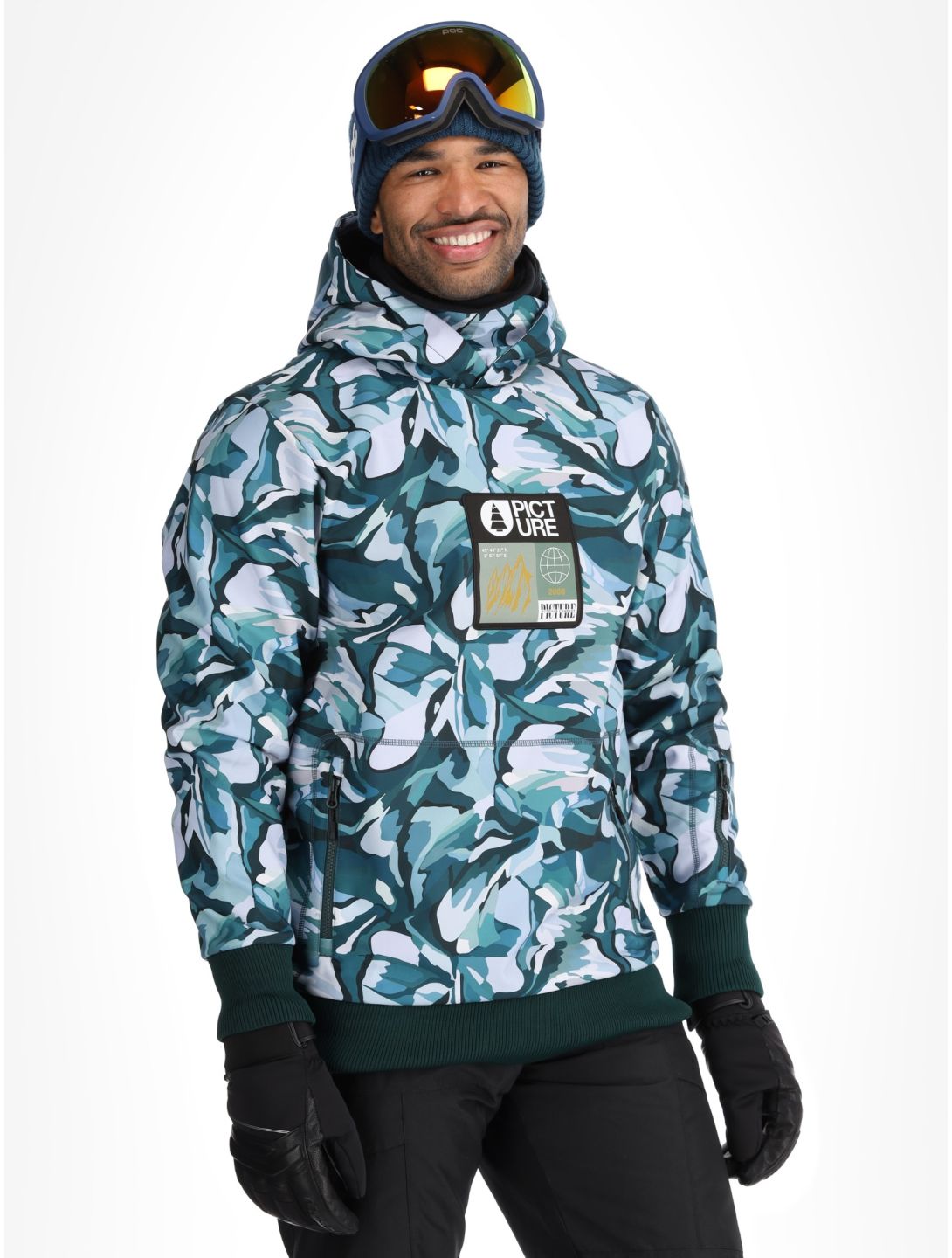 Picture, Printed softshell ski jacket men Peppup Print green 