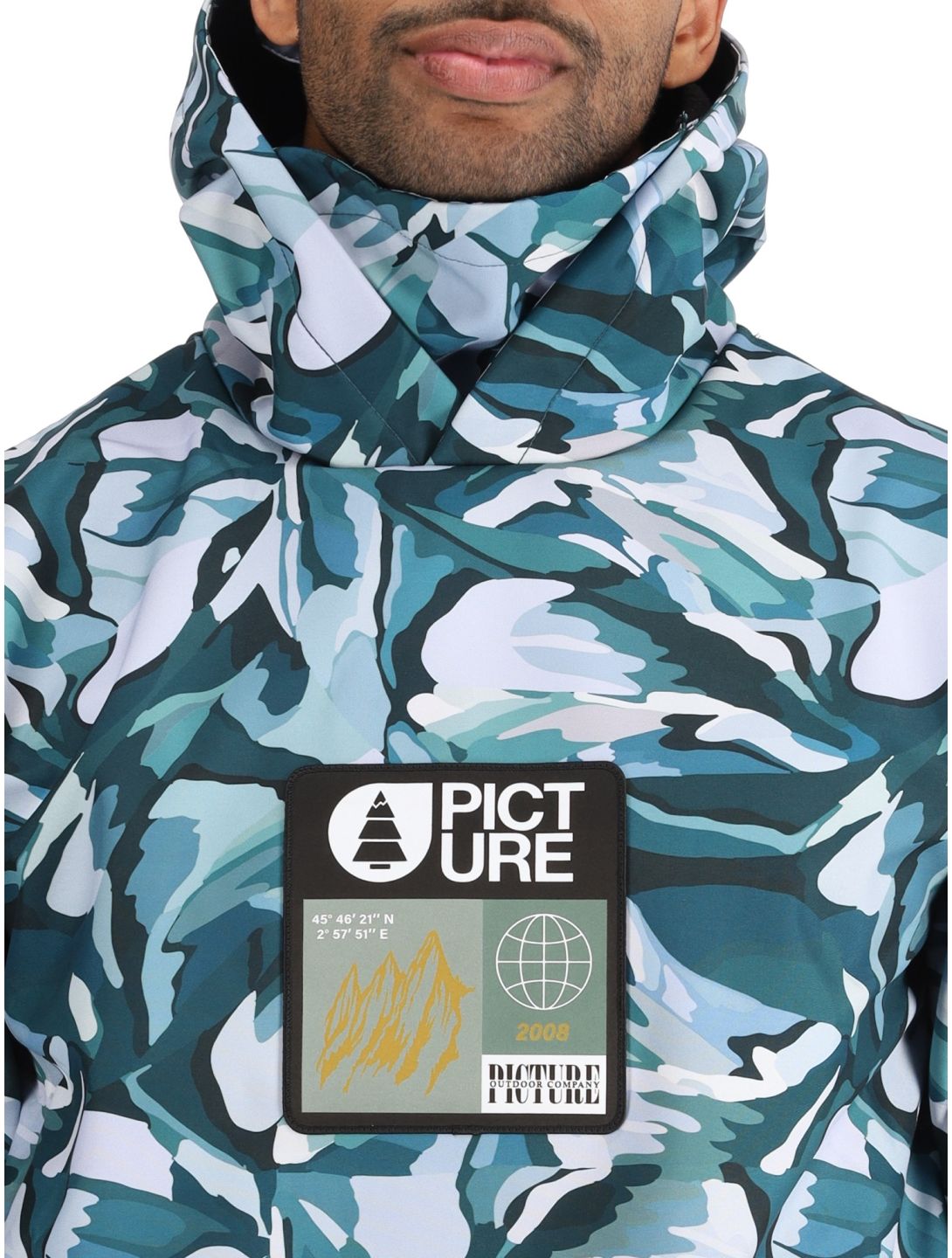 Picture, Printed softshell ski jacket men Peppup Print green 