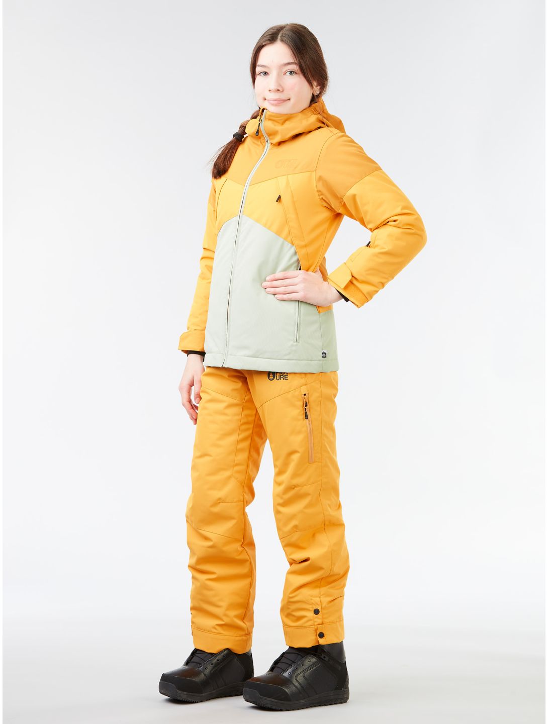 Picture, Seady ski jacket kids Desert Sage green, orange 