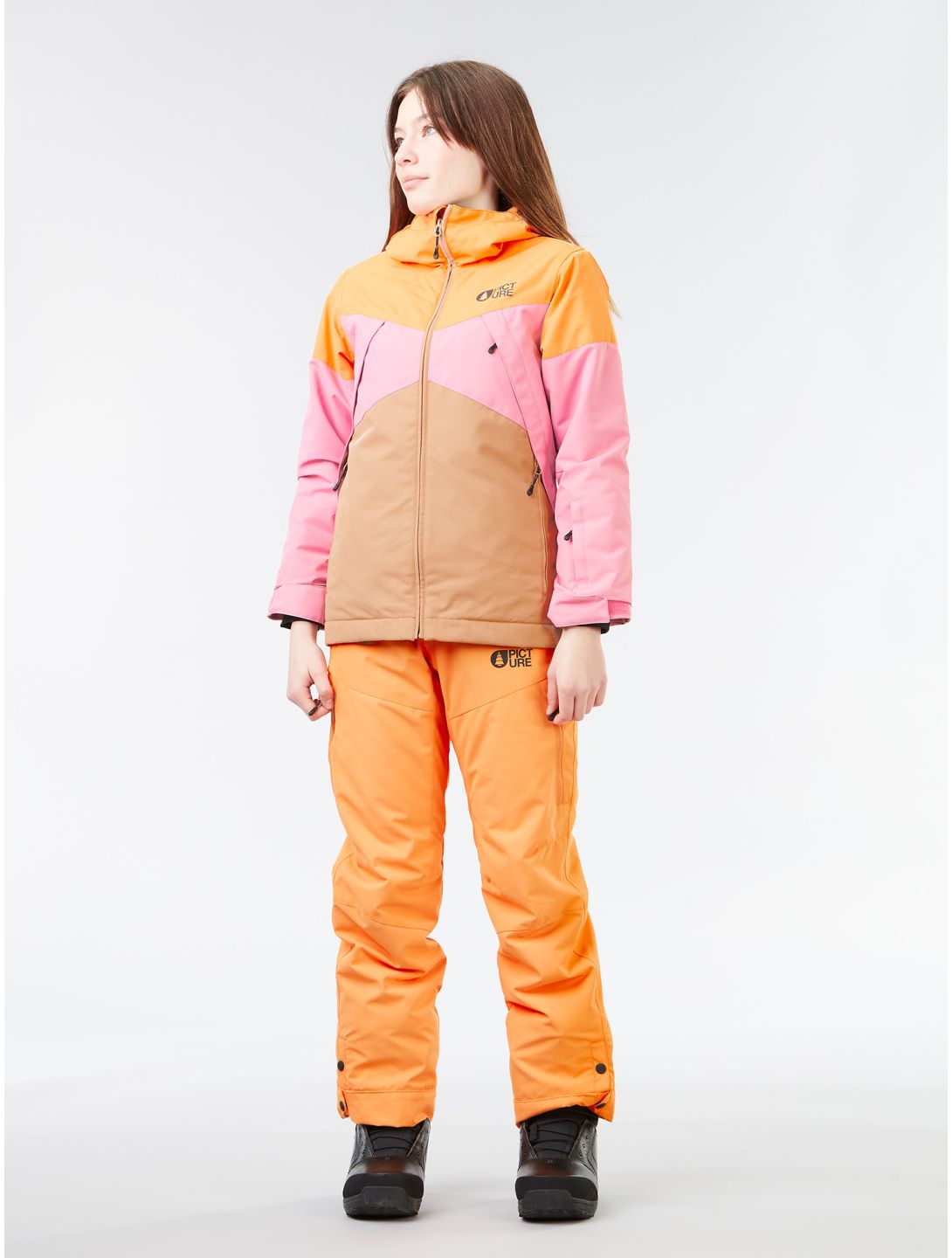 Picture, Seady ski jacket kids Latte beige, orange, pink 